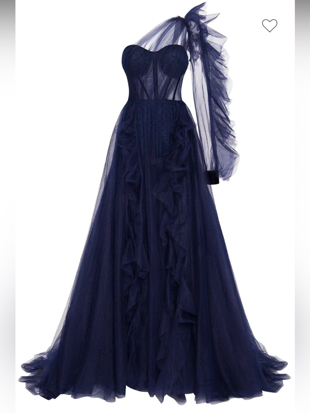 Milla Royal Navy One-Shoulder Tulle Evening Gown